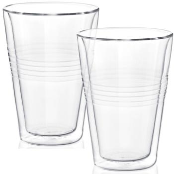 2er-Set Thermogläser mit Riffelung, doppelwandig – 300 ml – Doppelwandgläser für besten Genuss von Kaffee & Tee mit Schwebeeffekt