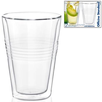 Preview: set di 2 bicchieri termici con scanalatura, a doppia parete - 300 ml - Bicchieri a doppia parete per gustare al meglio caffè e tè con effetto galleggiante