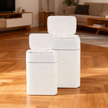 Preview: Set di pattumiere con sensore Premium, 12L & 16L, cestino automatico con sensore di movimento, bianco &ndash; senza contatto & igienico &ndash; per casa, cucina & ufficio