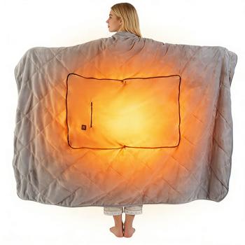 Preview: Couverture chauffante 135 x 180 cm en polaire avec boutons pression, couverture électrique à 3 niveaux, utilisable aussi comme coussin chauffant, plaid ultra-doux et moelleux