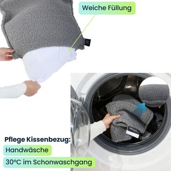 Preview: 2er-Set Luxus Heizkissen 45x45 kabellos – Wärmekissen mit 5000mAh Akku, 3 Stufen, USB & weiche Füllung - Sanfte Wohlfühlwärme für Ihr Zuhause