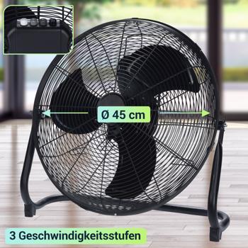 Preview: Leistungsstarker Bodenventilator, 3 Geschwindigkeitsstufen, schwarz, Ø45cm: Standventilator für Kühlung im Sommer & frische Luft in Wohnung & Büro