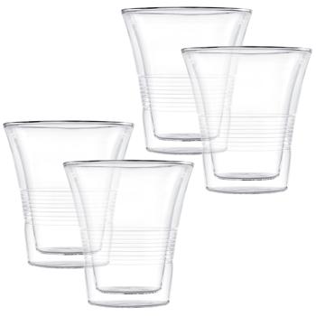 4er-Set edle Doppelwandgläser mit Riffelung – 330 ml – Thermo-Funktion für besten Genuss von Kaffee & Tee