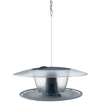 Preview: Modernes Vogelhäuschen zum Aufhängen - langlebig & pflegeleicht, stilvolle, steingraue Futterstelle für eine lebendige Tierwelt im Garten