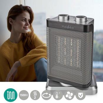 Preview: Chauffage Soufflant Céramique PTC 1500W - Électrique Rapide 2 Niveaux - Sûr, Compact, Efficace Bureau, Camping-Car, Maison - Protection Surchauffe