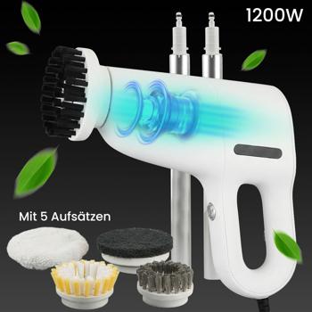 Preview: Profi 3in1 Dampfreiniger & Boden-Dampfbesen: 1200W Handgerät gegen Bakterien ohne Chemie für Boden, Bad, Möbel - in 15s startklar