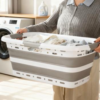 Faltbarer Wäschekorb 41L - Platzsparender Wäschesammler aus Kunststoff mit Belüftung - Ultraflach 8,5 cm für Waschküche & Camping