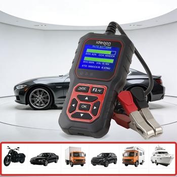 Preview: Testeur de batterie numérique 5-36 V, écran LCD 2,4 pouces – testeur pour batteries ouvertes, AGM, gel, EFB, lithium, test de démarrage 12 V et 24 V