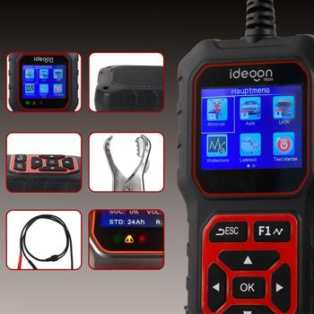 Preview: Testeur de batterie numérique 5-36 V, écran LCD 2,4 pouces – testeur pour batteries ouvertes, AGM, gel, EFB, lithium, test de démarrage 12 V et 24 V