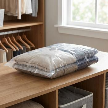 Preview: Premium Vakuumbeutel Set 15 Stück in 5 Grössen für Kleidung & Bettwäsche – Wiederverwendbare Platzsparer für Reise & Schrank – Transparent