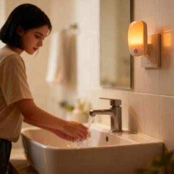 Preview: LED Nachtlicht Stecker mit Bewegungsmelder & Dämmerungssensor, Orientierungslicht für die Steckdose, 11 Lm Warmweiss, für Flur, Treppe & Kinderzimmer