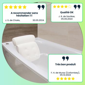 Preview: Oreiller de bain luxueux – coussin ergonomique à 2 compartiments avec appuie-nuque – l’oreiller bien-être pour votre baignoire