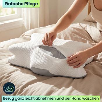 Preview: Cuscino premium in memory foam per chi dorme sul fianco, sulla schiena e sulla pancia – Cuscino cervicale ergonomico con fodera lavabile per un sonno di qualità