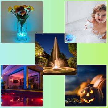 Preview: Set da 4 luci LED subacquee multicolore, con telecomando - Illuminazione impermeabile per piscina con ventose potenti – Decorazione per vasca da bagno, stagno, acquario