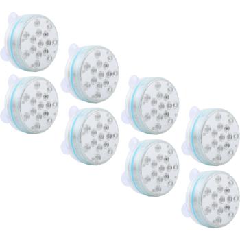 Preview: Set da 8 luci subacquee LED multicolore, con telecomando - Illuminazione impermeabile per piscina con forti ventose – Decorazione per vasca da bagno, stagno, acquario