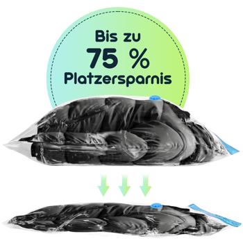 Preview: 6er-Set platzsparende Vakuumbeutel XL, 80 x 120 cm, Kompression mit dem Staubsauger, Aufbewahrungssäcke, Kleiderbeutel ohne Staub oder Falten 