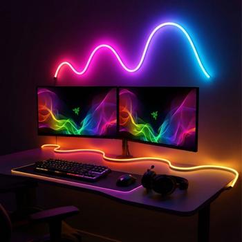 Set di 2 strisce LED con Dream Color, RGB, Wi-Fi, dimmerabili, 5 m: compatibili con Tuya & Google Assistant/Amazon Alexa – perfette per setup da gaming, decorazione e feste