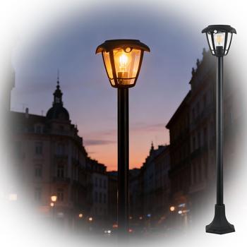 Preview: Lanterna da giardino a LED solare con sensore di movimento PIR 90° e portata 6 m, IP44 impermeabile, lampadina a filamento E27, 3 modalità, 111,5 cm, lampada da esterno