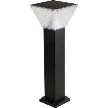 Preview: Borne solaire extérieure en aluminium noir, 60 cm, 300 lm, IP65, résistante aux intempéries, éclairage à 360°, 2 couleurs de lumière et modes d’éclairage