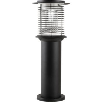 Preview: Lampe de jardin solaire avec destructeur de moustiques en acier inox, borne LED 2-en-1 noire, blanc chaud 300 lm & protection anti-insectes UV 15 lm, IP44, 25 x 60 cm