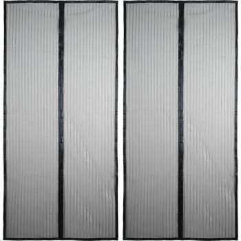 2er-Set Magnet Insektenschutz Türvorhang 100x210 cm für Balkon & Terrasse, Fliegengitter ohne Bohren mit Klettband, Fliegenvorhang Schwarz Mesh