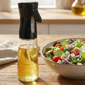 Preview: Set di 2 spruzzatori per olio premium & nebulizzatori per aceto in vetro da 200 ml ciascuno – Ideali per friggitrice ad aria calda, insalate & grigliate – Elegante flacone spray 6x20 cm per una cucina sana ogni giorno