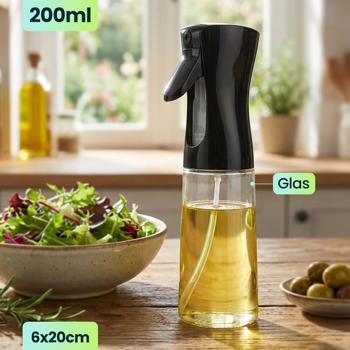 Preview: 2er-Set Premium Öl Sprüher & Essig Zerstäuber aus Glas je 200ml – Ideal für Heissluftfritteuse, Salate & Grillen – Edle Sprühflasche 6x20cm für eine gesunde Küche im Alltag