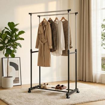 Portant à vêtements mobile avec double tringle – largeur 80 cm – hauteur réglable de 90 à 160 cm – Portant de garde‑robe stable pour vos vêtements