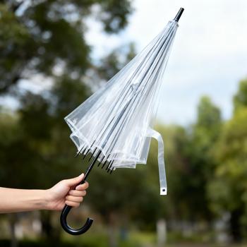 Preview: 4 parapluies droits automatiques transparents, 85 cm de diamètre – parapluies dôme pour hommes et femmes – ouverture à une main