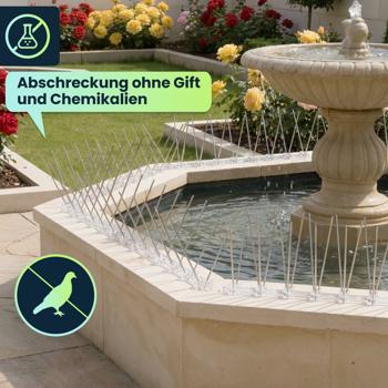 Preview: Effektive 5er-Set Taubenabwehr Spikes, 3-reihig Edelstahl, 2,5m - individuell anpassbar - Robuste Abwehr-Spitzen für optimalen Vogelschutz