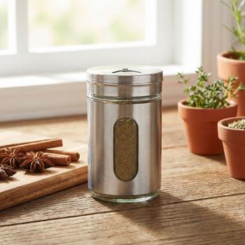 Preview: Elegante spargitore di spezie in acciaio inox con finestrella, set da 24, barattolo da 94 ml per spezie, erbe, sale, pepe, spargitore con 3 dimensioni di fori regolabili