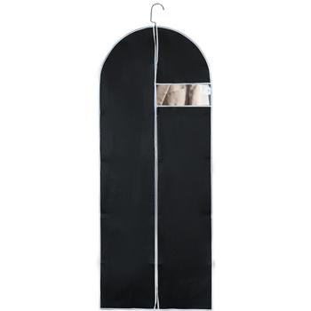 Preview: 2 housses pour vêtements noires avec fermeture à glissière et fenêtre transparente – pour smokings, tailleurs, robes – ouverture pour cintre
