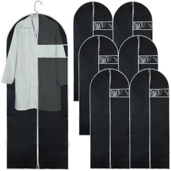 6 housses pour vêtements noires avec fermeture à glissière et fenêtre transparente – pour smokings, tailleurs, robes – ouverture pour cintre