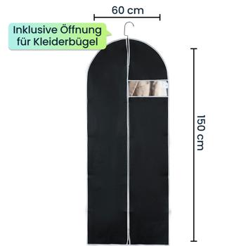 Preview: 12er-Set Kleiderschutzhüllen Schwarz mit Reissverschluss und Sichtfenster Kleidersack für Anzüge Kostüme Kleider Schutzhülle mit Kleiderbügelöffnung