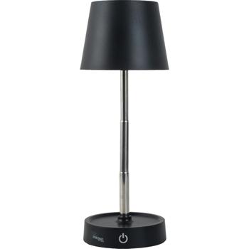 Preview: Élégante lampe de table LED, dimmable et rechargeable : lampe de chevet moderne à batterie, hauteur réglable, blanc chaud – lampe de lecture sans fil au design en acier inoxydable