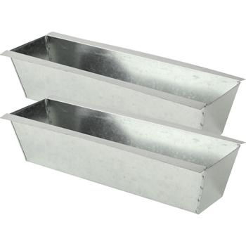 Preview: Lot de 2 bacs à plantes premium pour europalettes en métal galvanisé, insert de palette avec 3 trous d’évacuation, jardinière pour meubles en palettes, argent