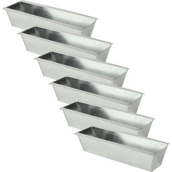 Preview: 6er-Set Premium Pflanzkasten für Europaletten aus verzinktem Metall, Paletteneinsatz mit 3 Ablauflöchern, Blumenkasten für Palettenmöbel, Silber