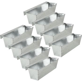 Preview: 8er-Set Premium Pflanzkasten für Europaletten mit Hängeschiene aus verzinktem Metall,  Paletteneinsatz & Balkonkasten für Geländer bis 2,5 cm Breite, Silber