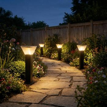 Set da 4 lampade solari premium a colonna per vialetti, 60 cm, in alluminio nero, 300 lm, IP65 impermeabile, emissione a 360°, 2 tonalità di luce e modalità di illuminazione, lampada da giardino