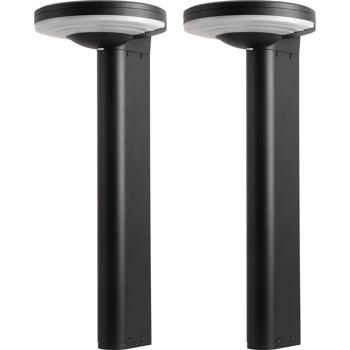 Preview: Set di 2 lampade segnapasso a colonna solari Premium in alluminio nero, LED SMD luminosi da 300 lm, sensore crepuscolare & 2 modalità di luce, moderna lampada da giardino resistente alle intemperie