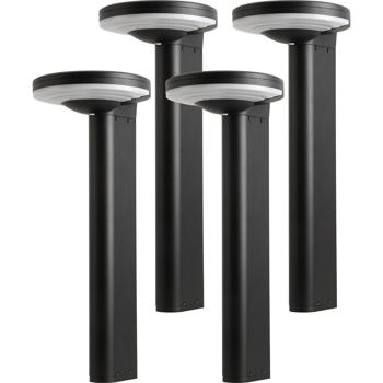 Preview: 4 bornes solaires extérieures en aluminium noir, 300 lm, LED SMD, capteur de luminosité, 2 modes d’éclairage – lampes de jardin modernes et résistantes aux intempéries