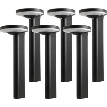 Preview: 6 bornes solaires extérieures en aluminium noir, 300 lm, LED SMD, capteur de luminosité, 2 modes d’éclairage – lampes de jardin modernes et résistantes aux intempéries