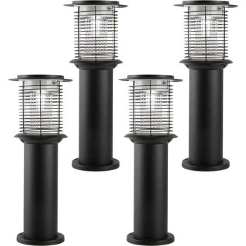 Preview: 4 lampes de jardin solaires en acier inoxydable avec destructeur de moustiques, balises LED 2 en 1, lumière blanc chaud 300 lm, UV de 15 lm contre les insectes, IP44, 25 x 60 cm