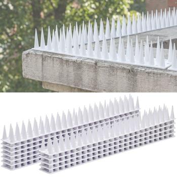 Lot de 12 pics anti-pigeons blancs 5,4 m – protection anti-oiseaux efficace en polycarbonate – pics dissuasifs à 3 rangées contre pigeons, mouettes, martres, chats et écureuils
