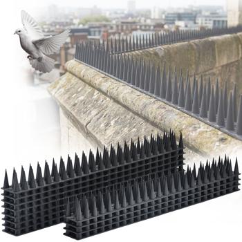 Preview: Lot de 12 pics anti-pigeons noirs 5,4 m – protection anti-oiseaux efficace en polycarbonate – pics dissuasifs à 3 rangées contre pigeons, mouettes, martres, chats et écureuils