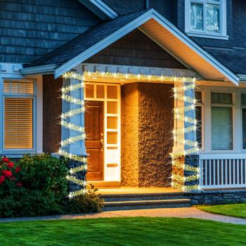 Preview: Catena luminosa cluster natalizia 768 LED bianco caldo – IP44 esterno & interno, 5,6 m catena a grappolo scintillante per un‘atmosfera accogliente