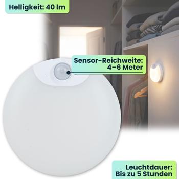 Preview: Helle LED Schrankleuchte mit Bewegungssensor – Wiederaufladbares Nachtlicht, Magnetisch & Kabellos – Ideal als Treppenlicht & für Kleiderschrank