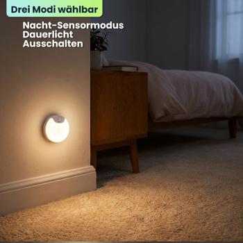Preview: Helle LED Schrankleuchte mit Bewegungssensor – Wiederaufladbares Nachtlicht, Magnetisch & Kabellos – Ideal als Treppenlicht & für Kleiderschrank