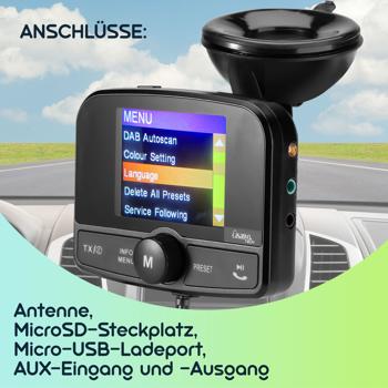 Preview: Einfach DAB+ über FM hören - 4in1 Kfz DAB Radio Empfänger mit Bluetooth 5.0, Freisprechanlage & FM Transmitter - Kristallklarer Digital-Sound im Auto