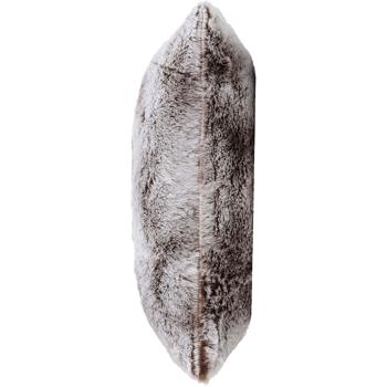 Preview: Coussin décoratif duveteux 45x45 cm - Housse effet fourrure d’une douceur de rêve, fausse fourrure marron chocolat, housse amovible - Doux, chaud et facile d’entretien